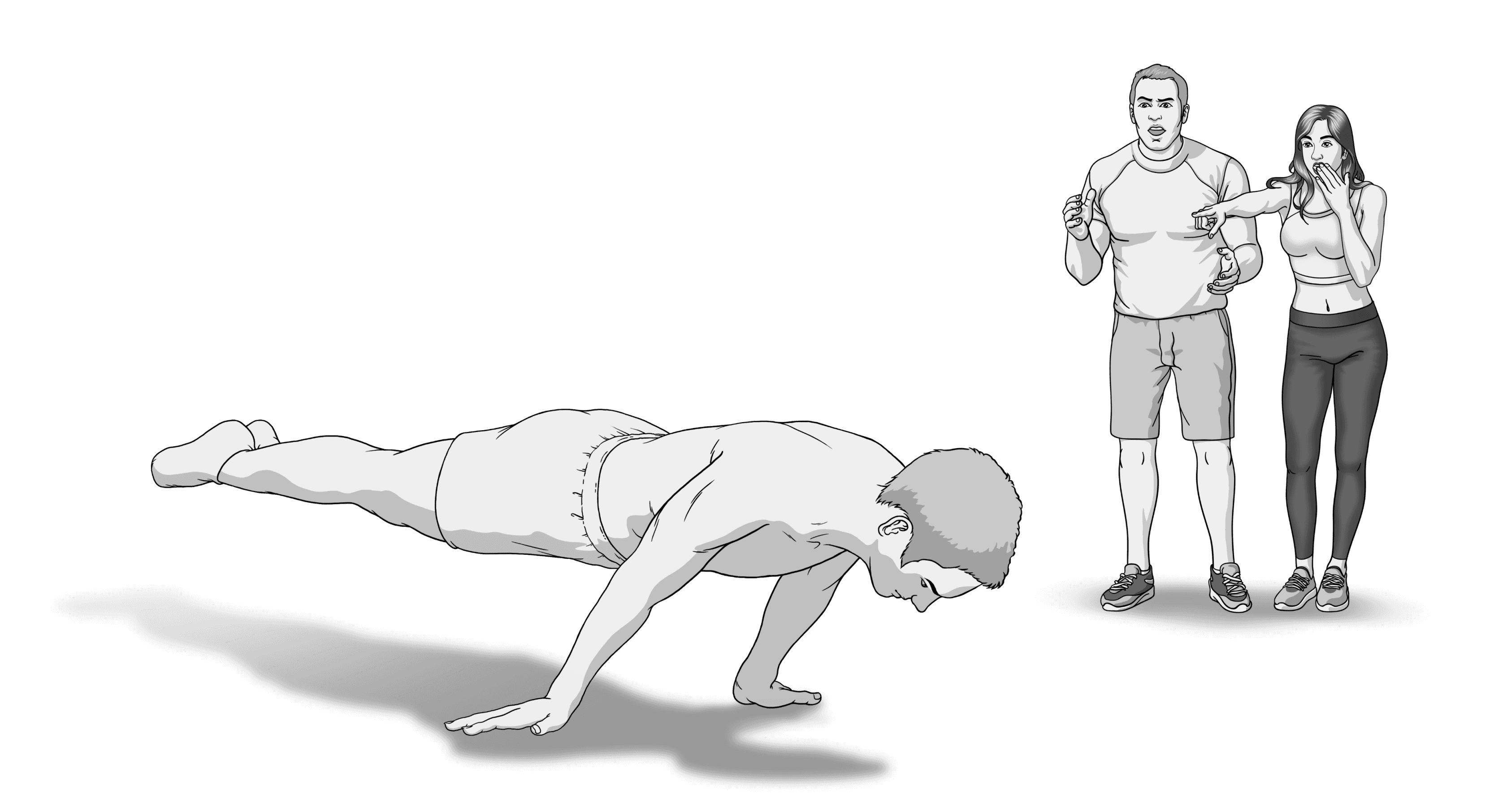 a guy doing planche and people being impressed by him